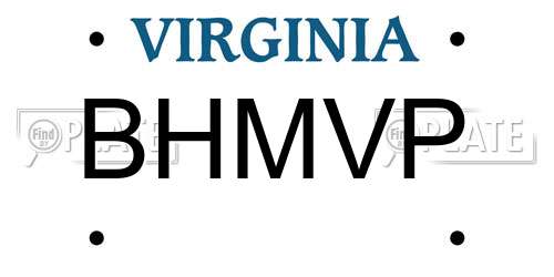 BHMVP Virginia License Plate