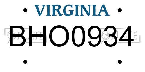 BHO0934 Virginia License Plate
