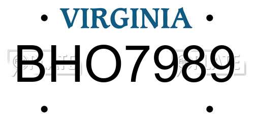 BHO7989 Virginia License Plate