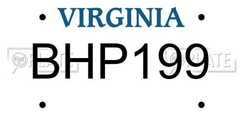 BHP199 Virginia License Plate