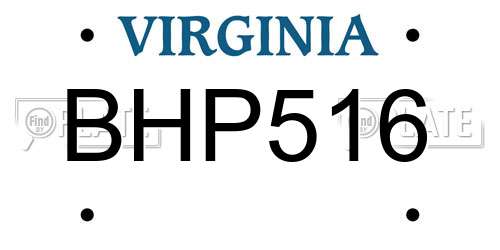 BHP516 Virginia License Plate