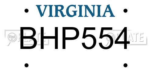 BHP554 Virginia License Plate