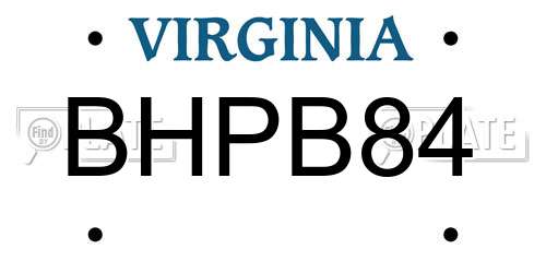 BHPB84 Virginia License Plate