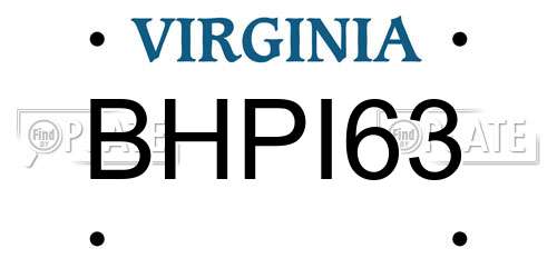 BHPI63 Virginia License Plate