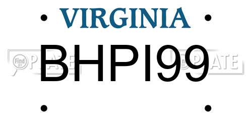 BHPI99 Virginia License Plate