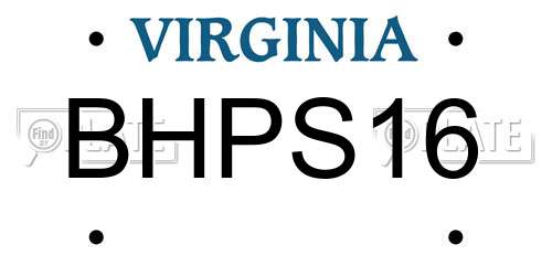 BHPS16 Virginia License Plate