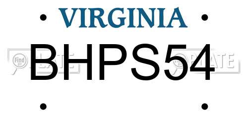 BHPS54 Virginia License Plate