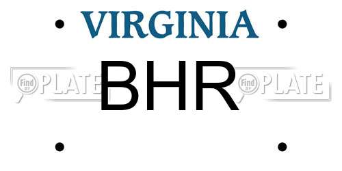 BHR Virginia License Plate