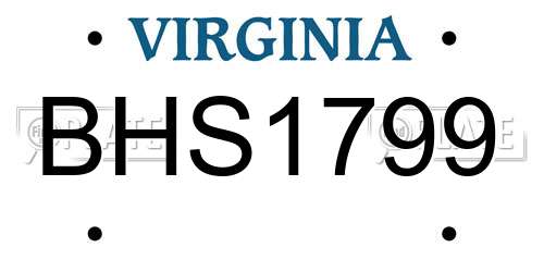 BHS1799 Virginia License Plate