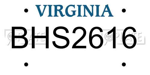 BHS2616 Virginia License Plate