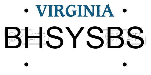 BHSYSBS Virginia License Plate