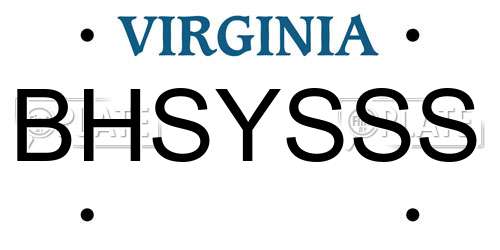 BHSYSSS Virginia License Plate