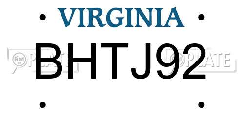 BHTJ92 Virginia License Plate