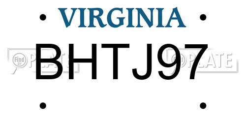 BHTJ97 Virginia License Plate