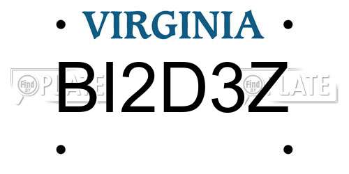 BI2D3Z Virginia License Plate