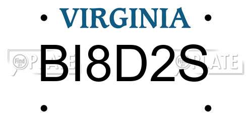 BI8D2S Virginia License Plate
