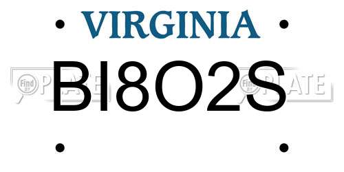 BI8O2S Virginia License Plate