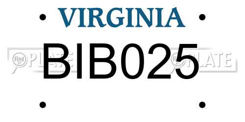 BIB025 Virginia License Plate