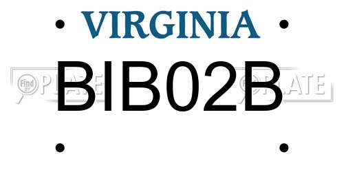 BIB02B Virginia License Plate