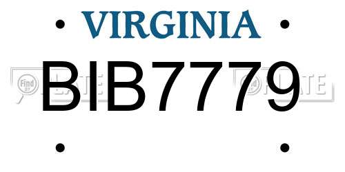 BIB7779 Virginia License Plate
