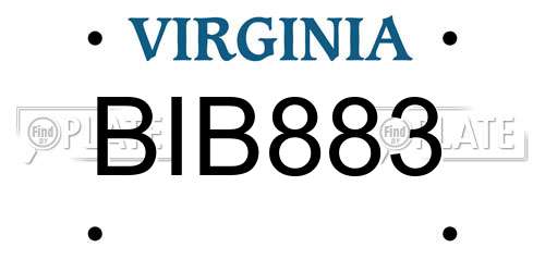 BIB883 Virginia License Plate