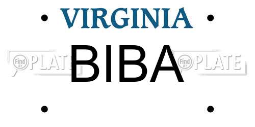 BIBA Virginia License Plate