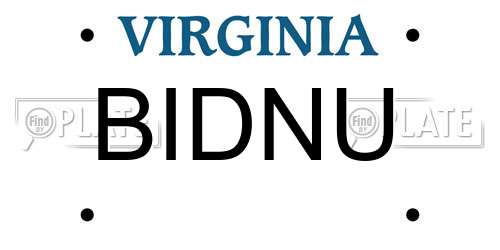 BIDNU Virginia License Plate