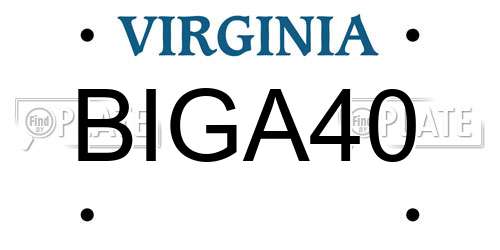 BIGA40 Virginia License Plate