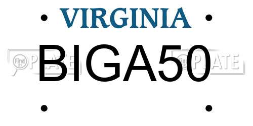 BIGA50 Virginia License Plate