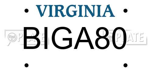 BIGA80 Virginia License Plate