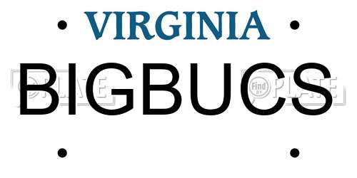 BIGBUCS Virginia License Plate