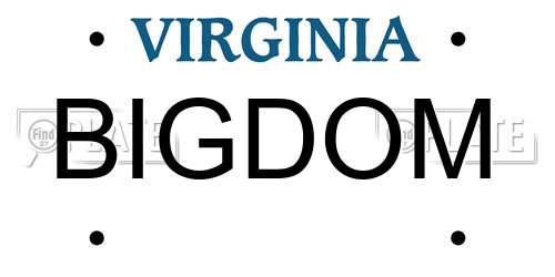 BIGDOM Virginia License Plate