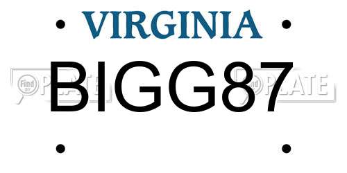 BIGG87 Virginia License Plate