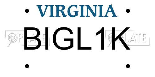 BIGL1K Virginia License Plate