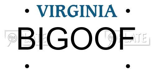 BIGOOF Virginia License Plate