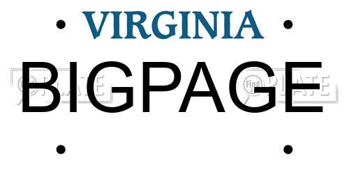 BIGPAGE Virginia License Plate