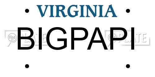 BIGPAPI Virginia License Plate