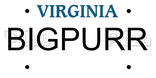 BIGPURR Virginia License Plate