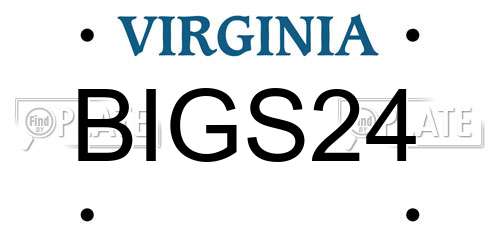 BIGS24 Virginia License Plate
