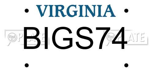 BIGS74 Virginia License Plate