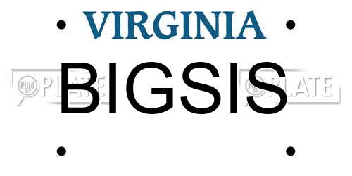 BIGSIS Virginia License Plate