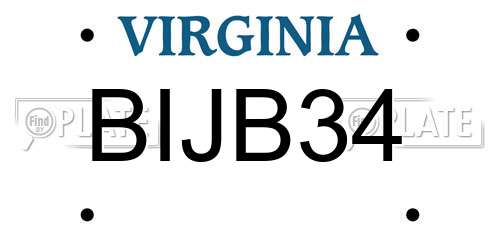 BIJB34 Virginia License Plate