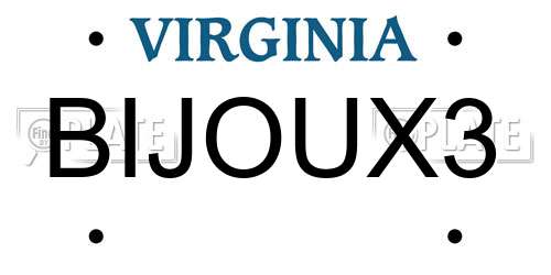 BIJOUX3 Virginia License Plate