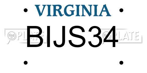 BIJS34 Virginia License Plate