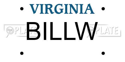 BILLW Virginia License Plate