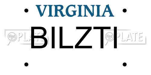 BILZTI Virginia License Plate