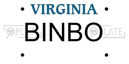 BINBO Virginia License Plate