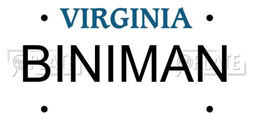 BINIMAN Virginia License Plate