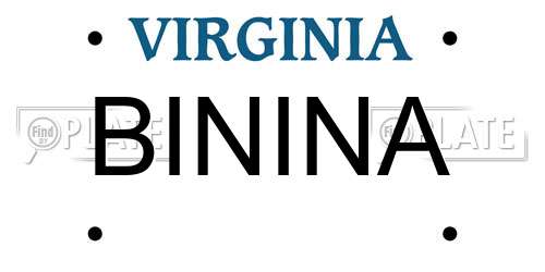 BININA Virginia License Plate