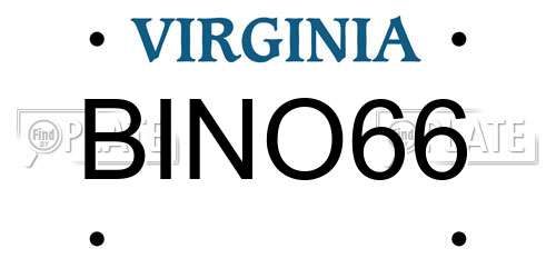BINO66 Virginia License Plate